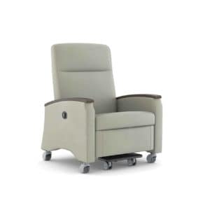 Single seat patient room Comfort recliner sofa with movable wheels attached to it