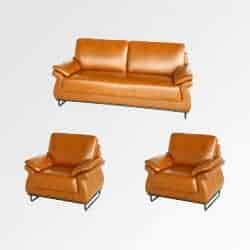 Light Brown Colour one two seater and two single seater Visitor Seating Sofa Displayed in White Background