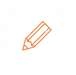 Image of an Circle in grey Colour with Orange Colour Pencil in the middle is displayed