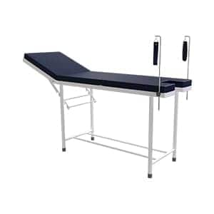Simple examination couch with lithotomy rod and headrest adjustment