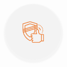 An Orange Colour Reliability icon with thumbs-up shield image in Black background